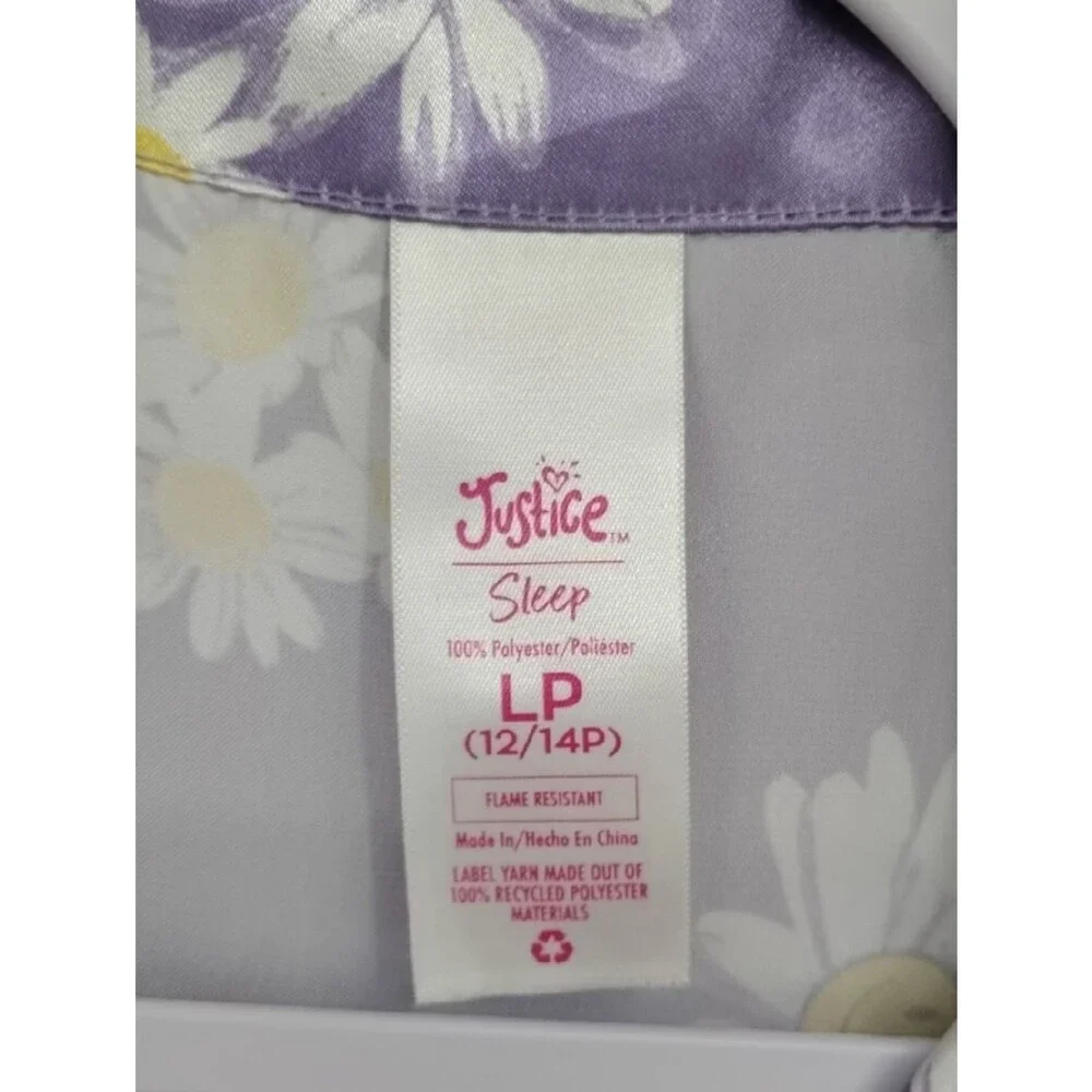 Justice Purple Floral Sleep Top & Shorts Daisy Floral Accents Lp Petite 12/14p